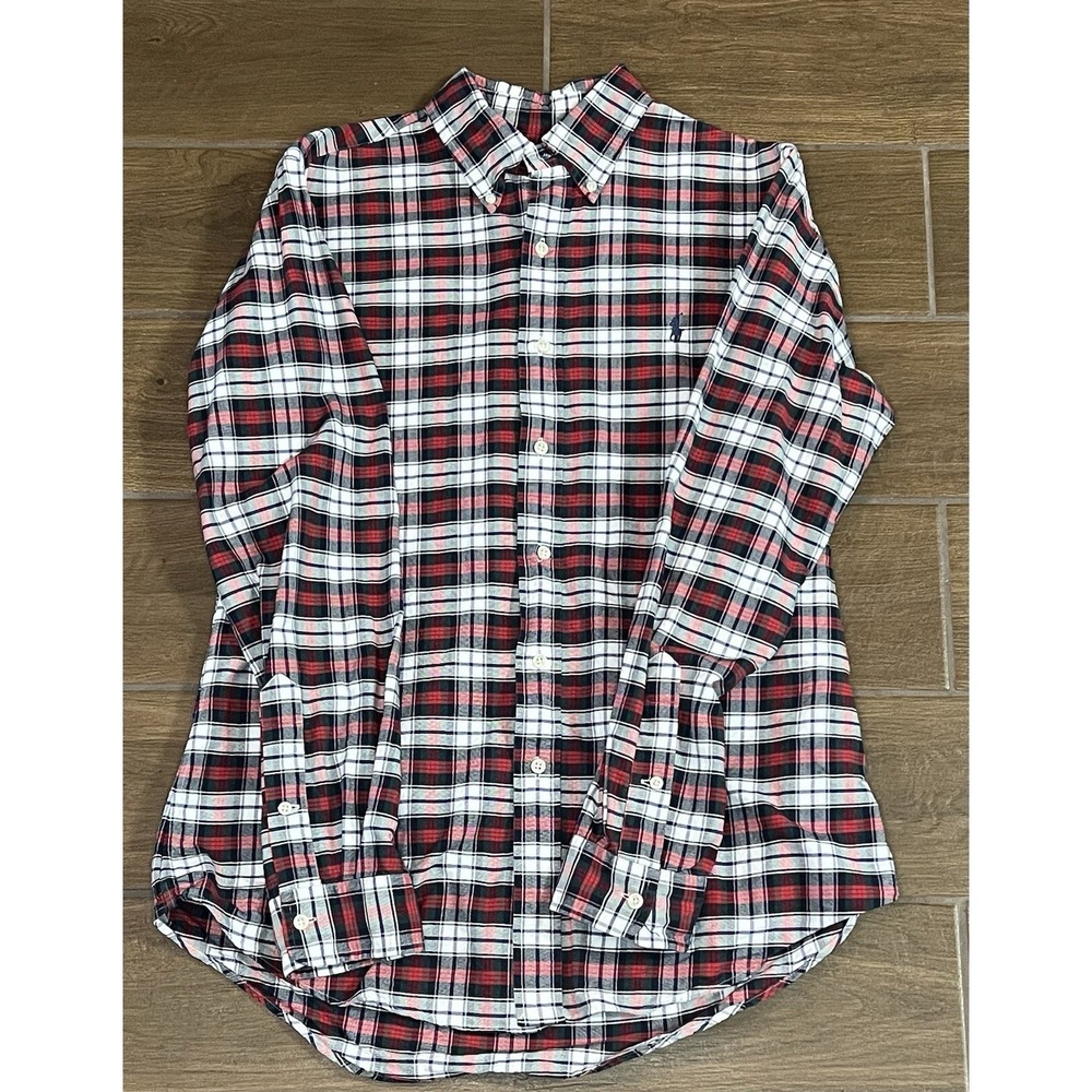 Ralph Lauren Men's Button Up Shirt Medium Plaid Red Custom Fit